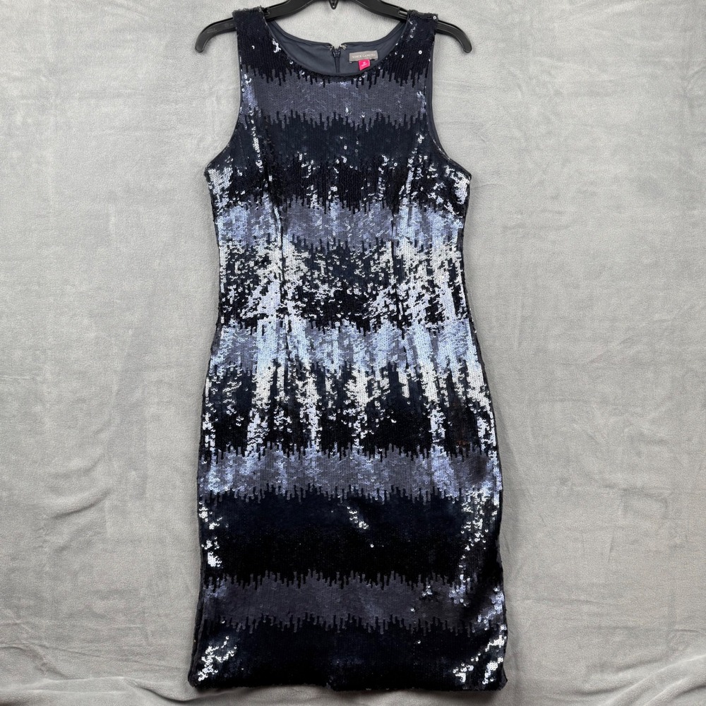 Vince Camuto Sequin Striped Sleeveless Sheath Dress Size 14 Evening Partyβ
